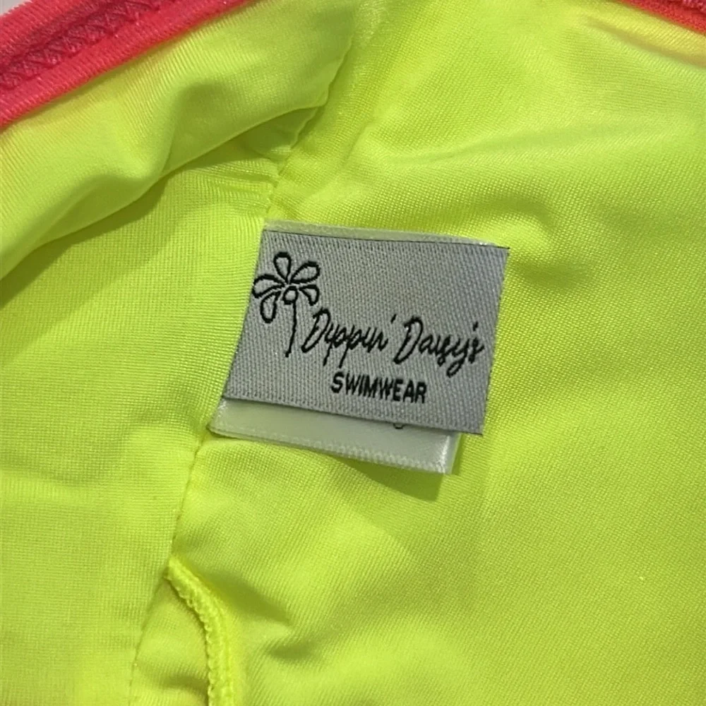 Dippin' Daisy's Fluorescent yellow bikini swim tub top size small new